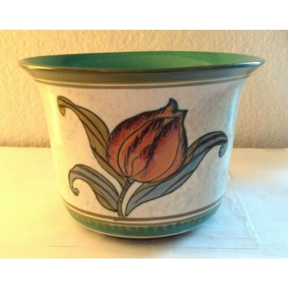Royal Gouda Irene Hand Painted Single Tulip Flower Pot Planter Cachepot Bowl